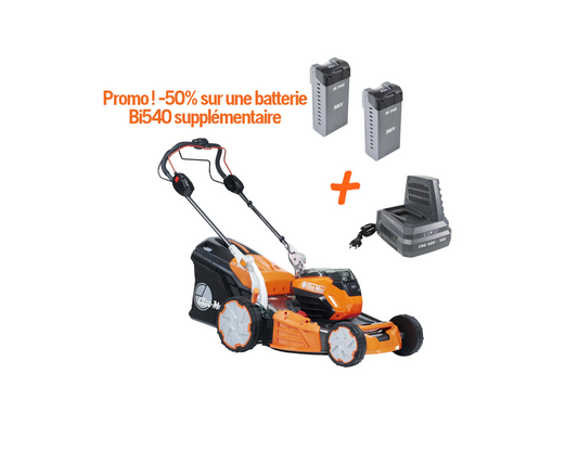 Tondeuse à batterie Oleo Mac Gi 548 V pack avec 2 batteries Bi540 + chargeur CRG 520