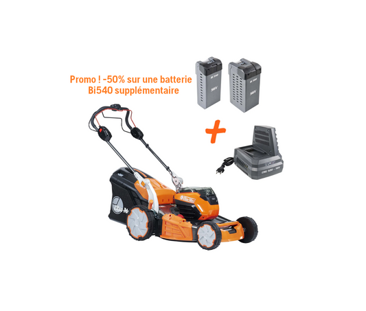 Tondeuse à batterie Oleo Mac Gi 553 V pack avec 1 batterie Bi580 + 1 batterie Bi540 + chargeur CRG 520