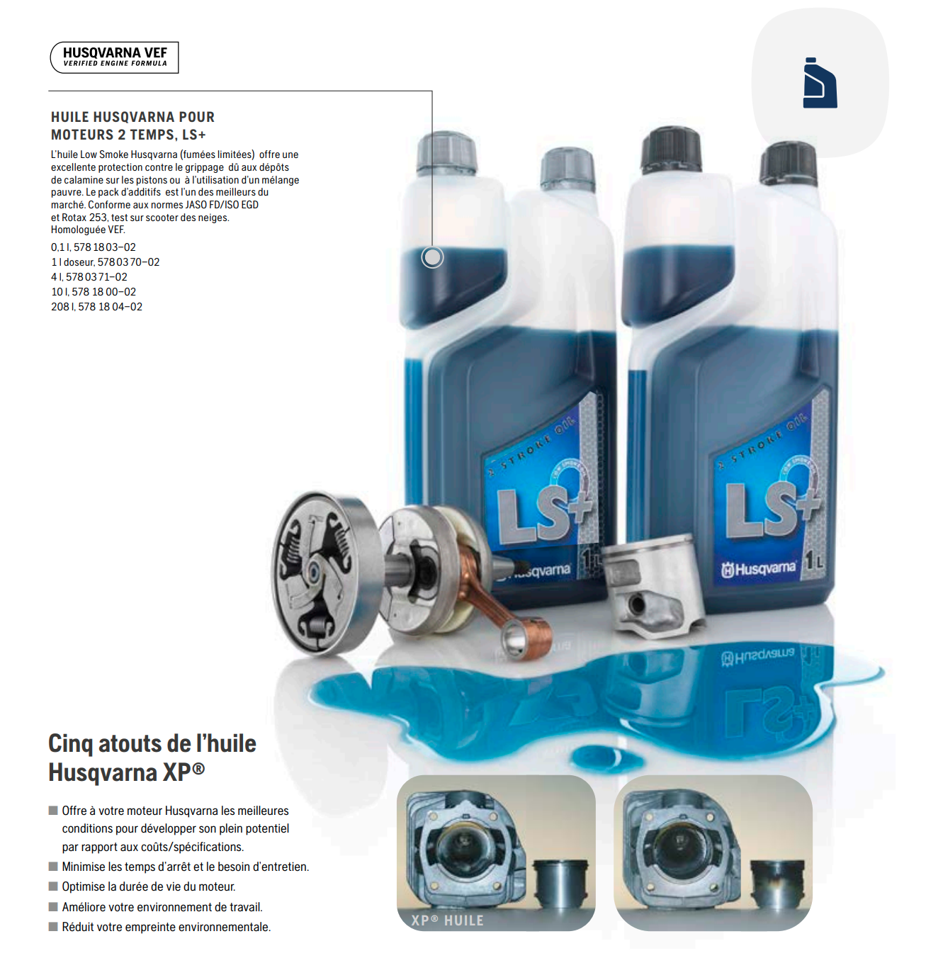 Huile moteur 2 temps Husqvarna LS+ - Dosette 0,1L