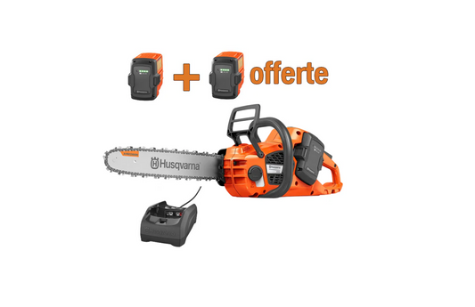 Tronçonneuse à batterie Husqvarna 435i pack avec batterie BLi30 + chargeur 40-C80 + 2ème batterie BLi30 offerte