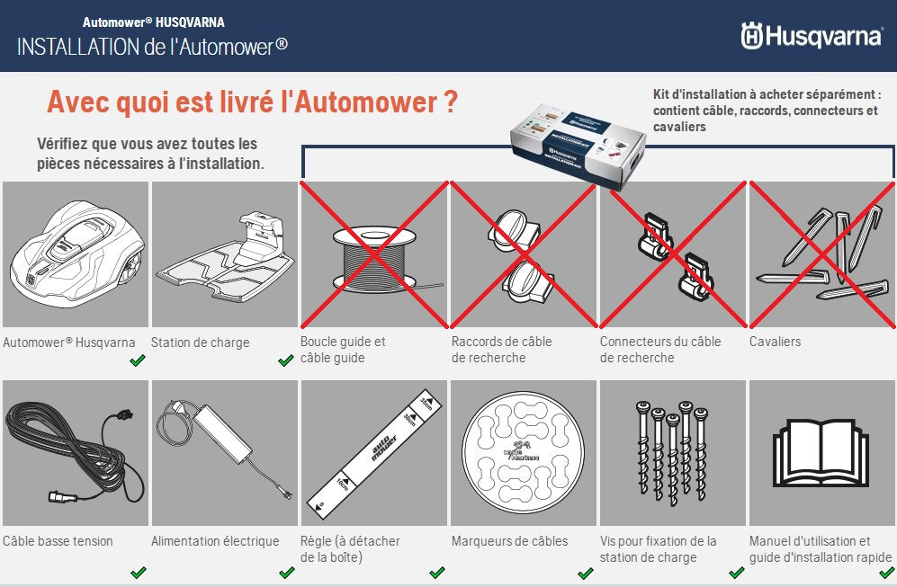 Robot tondeuse Husqvarna Automower 410XE NERA - Surface max 1000m2 - Pente max 30% (17°)