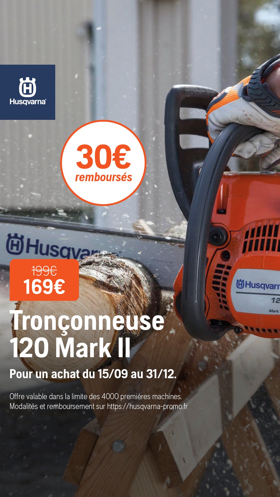 Tronçonneuse Husqvarna 120 Mark II - 3/8 mini - 1,3mm - Guide 35cm - 38 cm3 - 4,8 kg