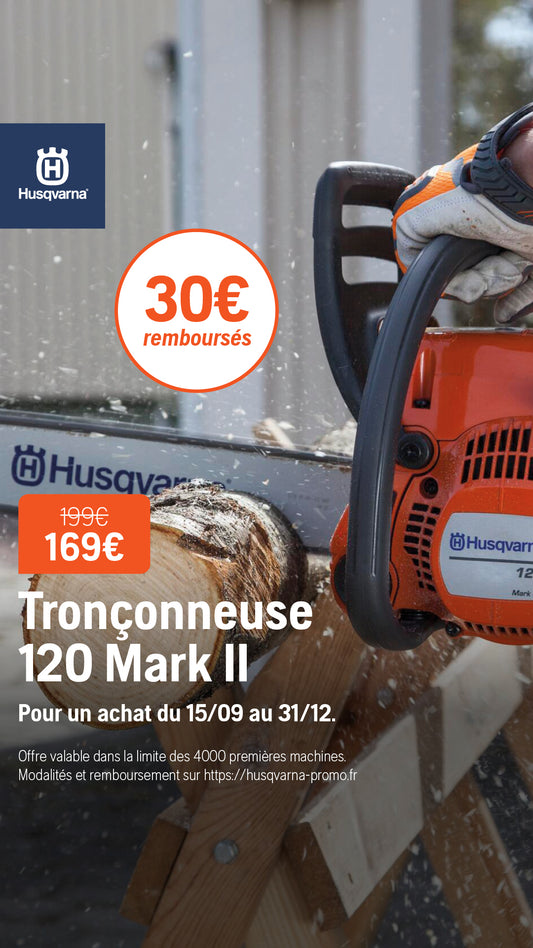 Tronçonneuse Husqvarna 120 Mark II - 3/8 mini - 1,3mm - Guide 35cm - 38 cm3 - 4,8 kg