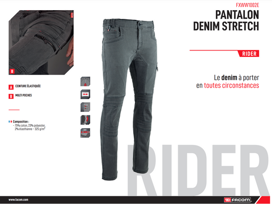 Jean de travail stretch Facom RIDER FXWW1002E - Taille 46