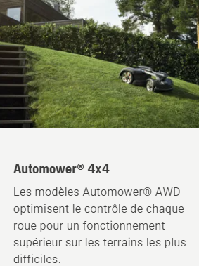 Robot tondeuse Husqvarna Automower 435X AWD NERA - Surface max 5000m2 - Pente max 70% (35°) - 4 roues motrices