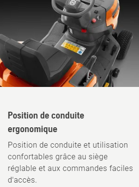 Tracteur tondeuse Husqvarna TS112 - éjection latérale - coupe 95cm - 413cm3