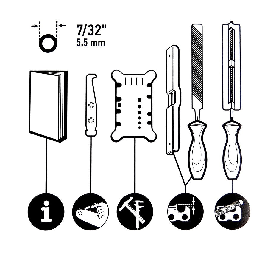 Kit affutage Oregon 558551 - Contient 1 guide lime + 1 lime ronde + 1 lime plate + 1 cure guide + 1 limiteur de profondeur