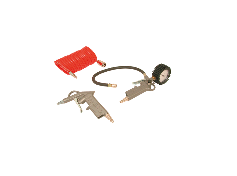 Kit MF Lacme 325.702 : 1 soufflette bec court – 1 pistolet de gonflage homologué – 1 tuyau spiral Ø 6×8 mm long 5 m