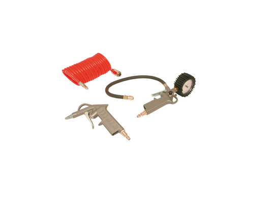 Kit MF Lacme 325.702 : 1 soufflette bec court – 1 pistolet de gonflage homologué – 1 tuyau spiral Ø 6×8 mm long 5 m