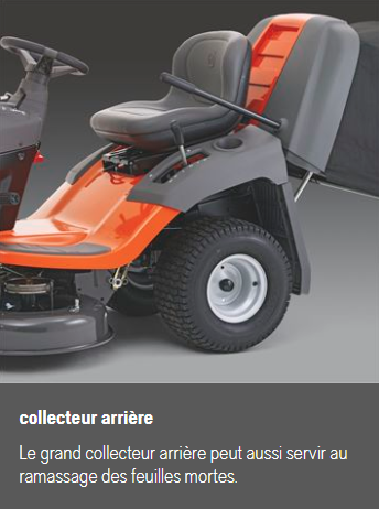 Tracteur tondeuse Husqvarna TC138 - ramassage - coupe 97cm - 452cm3