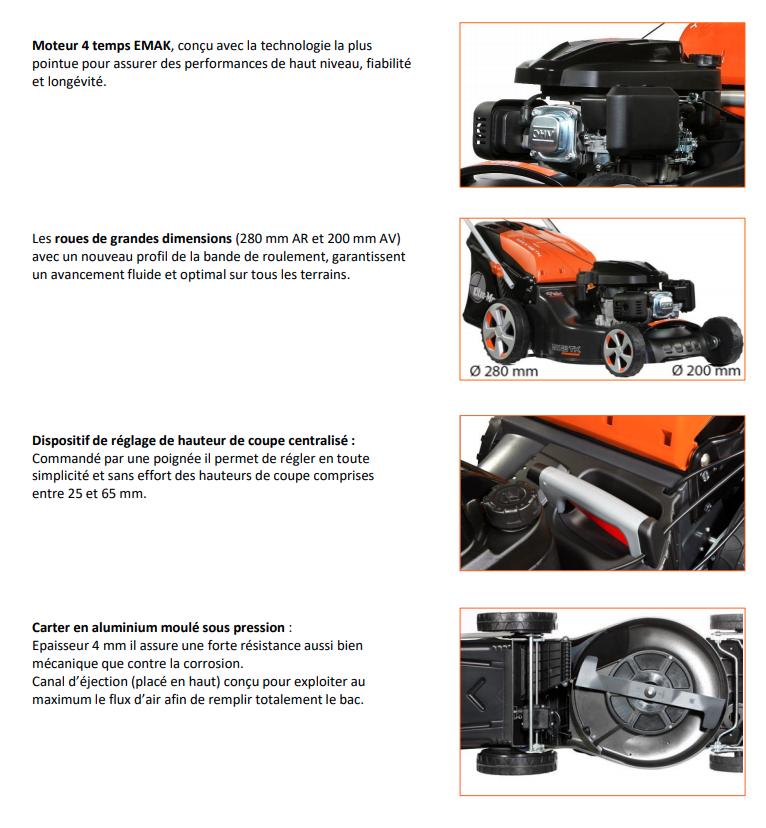 Tondeuse Oleo Mac Max 53 TK AllRoad Aluminium - 196cm3 - Tractée - Carter alu 51cm - Ramassage, mulching, éjection arrière