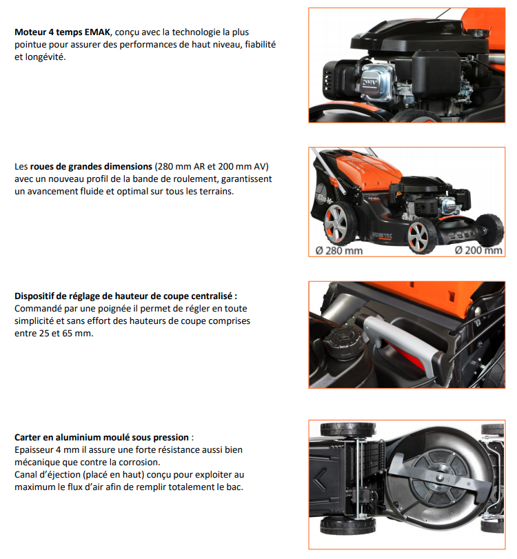 Tondeuse Oleo Mac Max 48 TK AllRoad Aluminium - 166cm3 - Tractée - Carter alu 46cm - Ramassage, mulching, éjection arrière