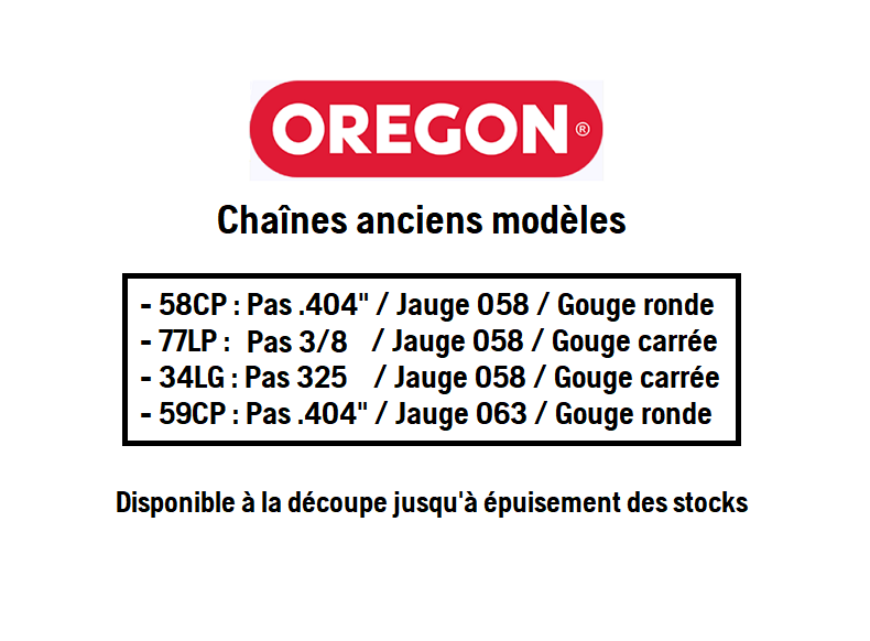 Chaîne tronçonneuse ancienne OREGON - 58CP - 77LP - 34LG - 59CP