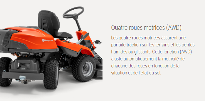 Rider Husqvarna R216T AWD - 4x4 - 656cm3 - carter 103cm - 3 lames