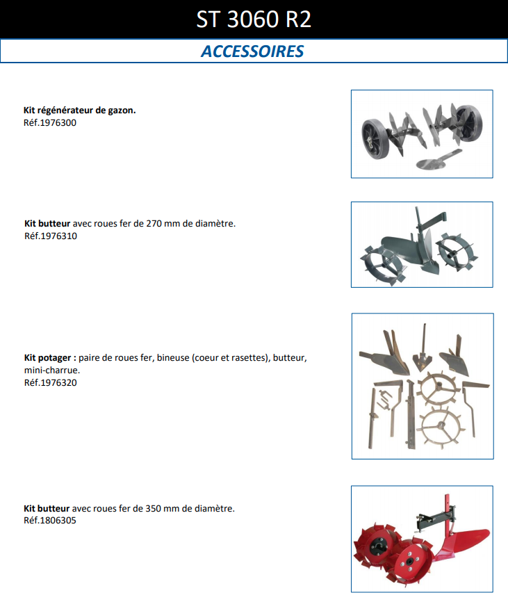 Motobineuse Staub ST 3060 R2S - 212cm3 - 2 vitesses avant / 1 vitesse arrière - 6 fraises - largeur de travail 60-80cm