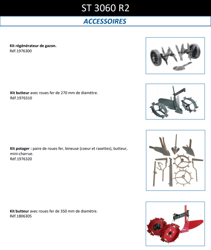 Motobineuse Staub ST 3060 R2 - 212cm3 - 2 vitesses avant / 1 vitesse arrière - 6 fraises - largeur de travail 60-80cm